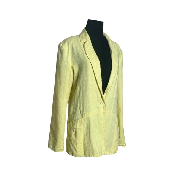 Beulah yellow linen one buttoned line blazer size M - Picture 8 of 10